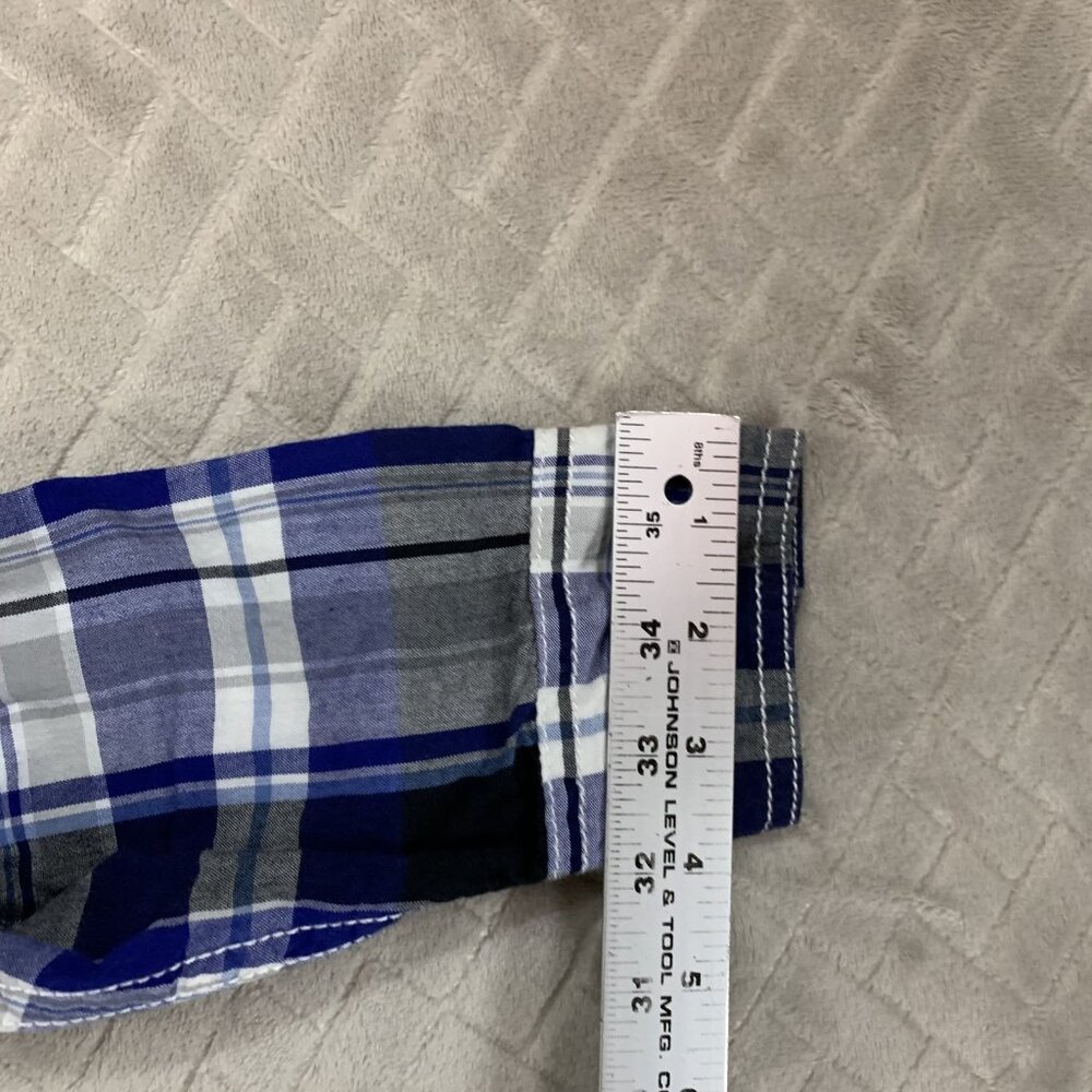 Route 66 Mens Medium Button Up Shirt Blue Plaid Pearl Snap Long Sleeve Western - Picture 10 of 15